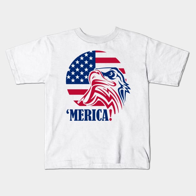 Patriotic eagle merica usa flag 4th of July outfit Kids T-Shirt by jodotodesign